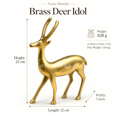 Image of Brass Big Deer Idol, Vastu Remedy for Stability & Stamina (22.86 cm, 830 g)