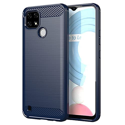 Image of NPRC Hybrid Ultra Slim Protective Case TPU Non-Slip Carbon Fiber Texture Shockproof Case Cover for Realme 6T - Blue