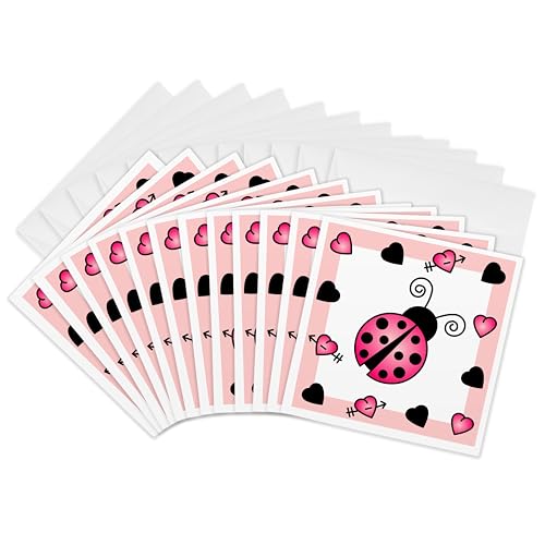 Carte de voeux Love Bugs avec coeurs et coccinelles pour messages romantiques et anniversaires