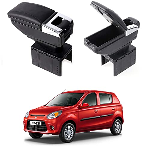 Image of Oshotto PU Leather AR-01 Car Armrest Console Box Compatible with Maruti Suzuki Alto 800 - Black