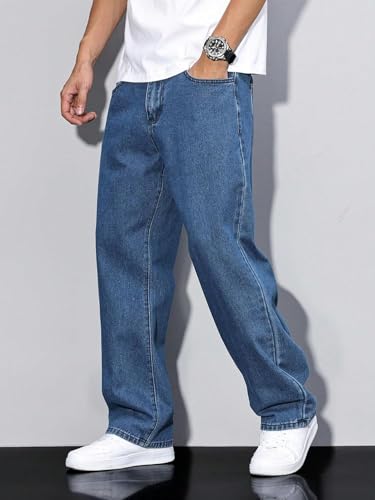 Image of KOTTY Men's Loose Fit Baggy Jeans - Relaxed Wide Leg Denim with Fashionable Urban Streetwear Look