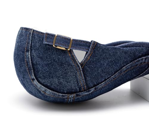 Image of Quanhaigou Unisex Denim Newsboy Hats Flat Ivy Gatsby Cabbie Driving Berets Hat Cotton Dad Cap for Men Women