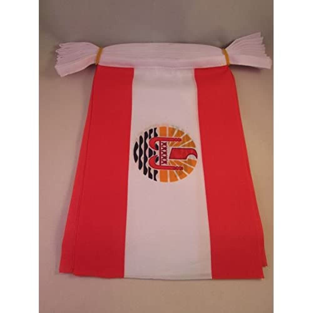 AZ FLAG French Polynesia Bunting Flag, 20 Ft Garland with 20 Small French Polynesian Flags 8'' x 6'', 100% Polyester String Pennant, 6 meters — image 1