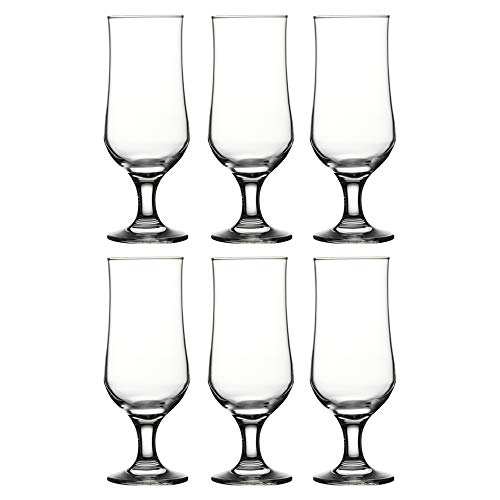 Clear 385ml Stemmed Beer Glasses Pilsner Lager Mugs Modern Tulip Design - Set of 6 or 12 (6)