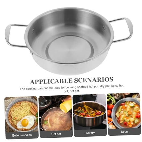 Wok de acero inoxidable con asas dobles para cocina miniatura 5