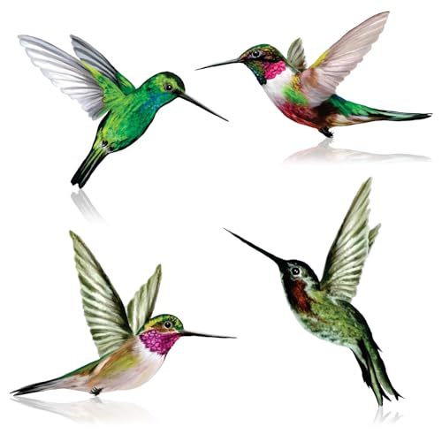4 pegatinas estáticas para ventana, diseño de colibrí, decoración autoadhesiva para puertas de patio, paneles de vidrio, puertas, balcones, puertas de ducha y tabiques de cristal