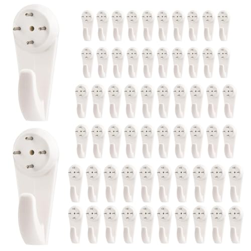 KIRZAX 60 Pezzi Ganci da Parete Antitraccia,Ganci per Chiodi Invisibili,Ganci per Quadri Muro per Appendere Foto, Dipinti, Cappelli, Chiavi e Altri Oggetti, 3 Dimensioni