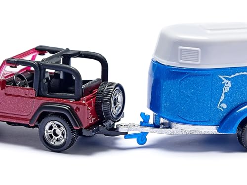 Modelo Diecast Rojo con Remolque y Accesorio de Caballo miniatura 2