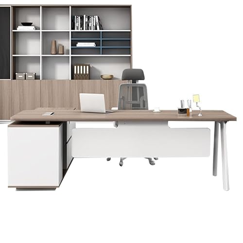 NANAKAGU デスク PC パソコン用 エグゼクティブデスク オフィス用 事務机 キャビネット ダイヤル錠 冷却ファン 幕板付き おしゃれ 角丸 カスタマイズ可能 大きい机 LBZ-N001 【商品を選択】デスク:W160*D160*H75/左側サイド