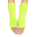Generisch Handstulpen für Damen Einfarbig Gestrickte Handschuhe Wärmer Winter Fingerlose...