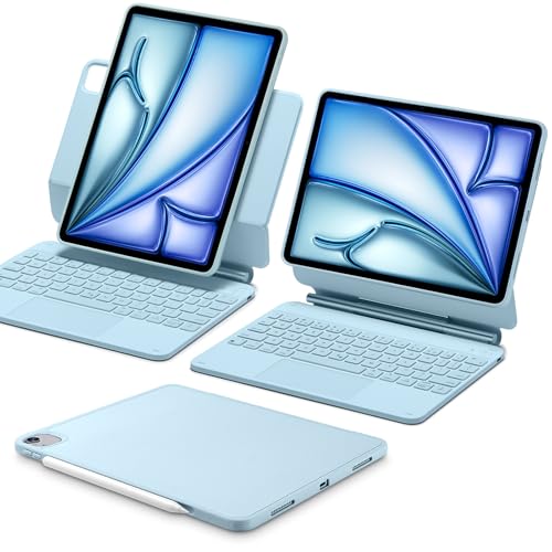 ESR iPad Air 11 Inch Case with Keyboard (M3/M2, 2025/2024) & iPad Pro 11/Air 5th/4th Gen Keyboard, Easy-Set Magnetic Stand, Portrait/Raised Modes, with Removable Protective Case, Blue