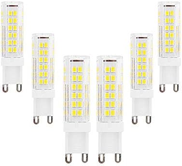 G9 LED Light Bulbs 9W Equivalent 90W Halogen Cool White 6000k 900 Lumen AC220-240V 360° Beam Angle Energy Saving G9 No DimmablePack of 6 [Energy Class A++]
