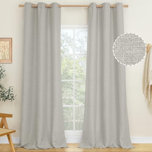LAMIT Linen Curtains for Bedroom 84 inch Length 2 Panels, W38 x L84