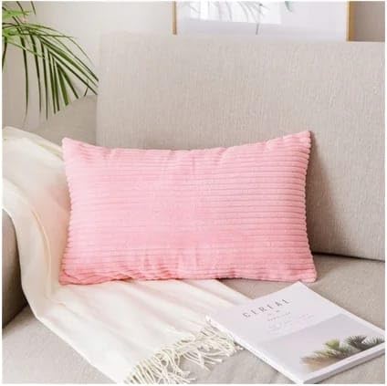 Image of Guffaw Corduroy Rectangular Cushion Covers, Size 12x18, Pack of 2, Multiple Colors (3, Pink(Peach))