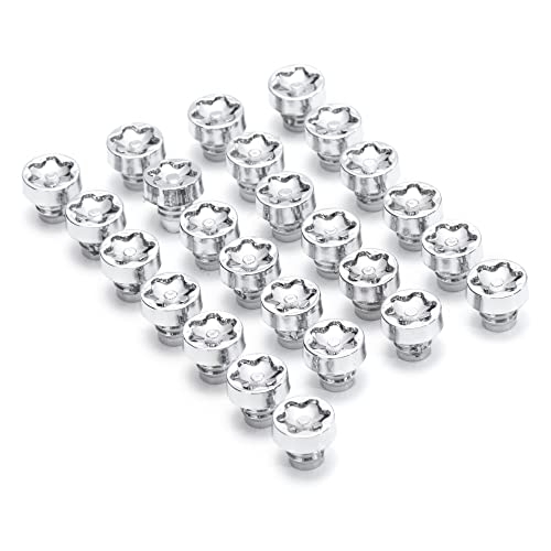RTRHINOTUNING 50pcs for 7.5mm(0.3in) Hole Wheel Rim Lip Rivets Nuts Replacement Plastic Chrome Silver Rivets Head Diameter 12.1mm/0.48in