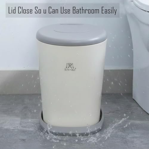 Image of Kriva Plastic Pedal Dustbin with Soft Close Lid | Compact Garbage Bin for Bathroom, Kitchen & Office | Modern Design Anti Slip Base Trash Can(Grey Lid & Base)