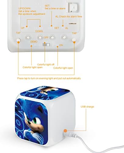 PADIEOE Sonic the Hedgehog Alarm Clock-Digital Clock with Temperature Big LED Digit Display-Smart Alarm Clock for Kids,Teenagers Bedroom (Sonic Holding Arms)