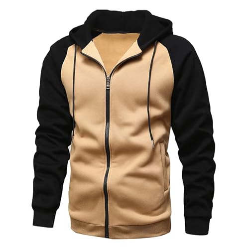 Mens Zip Up Color Block Hoodie Casual Stylish Durable Top Raglan Sleeves Hoodies Sweatshirt Male Fashion Wear Comfortable2