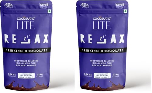 Image of Cocosutra RELAX Sugar-Free Drinking Chocolate with Melatonin & Ashwagandha | Sleep Aid | Non-Habit Forming | Keto Friendly | Ages 14+ | 200g | 10 Servings (Pack of 2)