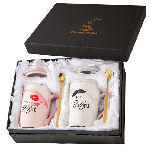 Mr-and-Mrs-Coffee-Mugs-Wedding-Gifts-for-Bride-and-Groom-Gift-for-Bridal-Shower-Engagement-Wedding-and-Married-Couples-Anniversary-Valentines-Day-Gifts-Ceramic-Marble-Cups-14-Oz-Pink Mr and Mrs Coffee Mugs Wedding Gifts for Bride and Groom Gift for Bridal Shower Engagement Wedding and Married Couples Anniversary Valentines Day Gifts Ceramic Marble Cups 14 Oz Pink