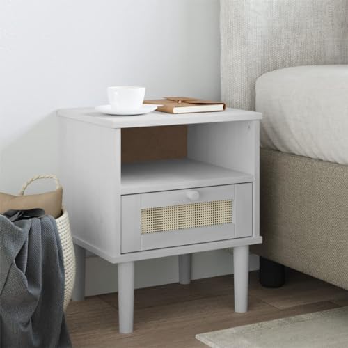 Nachttisch SENJA Rattan-Look Weiß nachttisch nachtschrank for Zimmer...