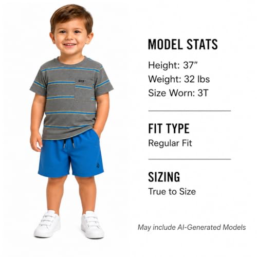 Image of Volcom Toddler Baby Boy Shorts Set - 2 Piece Short Sleeve Graphic Tees and Tech Stretch Shorts for Boys Infant Summer Clothes