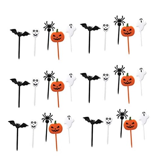ULTECHNOVO 100 bitar av plast halloween plektrum spöke pumpa cupcake toppare tandpetare eller mat förråga cocktail cupcake dekoration för barn halloween födelsedagsfest dekorationer