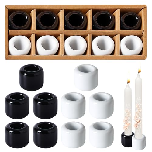 10 Stück Keramik Kerzenhalter Set, Stabkerzenhalter, Kleiner...