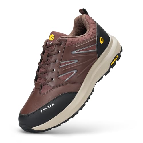 Image of FitVille Mens Wide Hiking Shoes Outdoor Walking Shoes Trekking Trails Sneakers with Slip Resistant