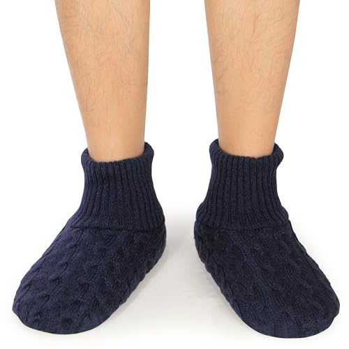 Image of BenSorts Men Fuzzy Slipper Socks with Grippers Non Slip Indoor House Socks Christmas Gifts