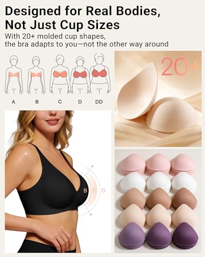 As Fairy 2026 Deep V Wireless Push Up Bras for Women Soft Support Bra with Lift Comfortable T-Shirt Bra for Daily Wear - image 4