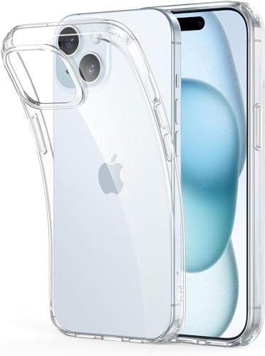 Image of WOW IMAGINE Crystal Clear Back Cover Case for iPhone 15 | Full Device & Camera Protection | Shockproof TPU Silicone Back Case Mobile Cover - Transparent