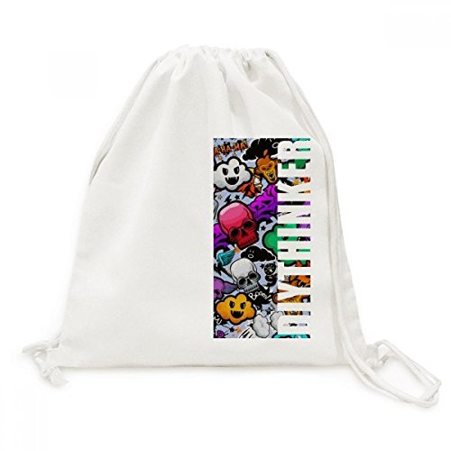 Sac à dos cordon en toile motif Crâne coloré style Rue Graffiti pour voyage et loisirs