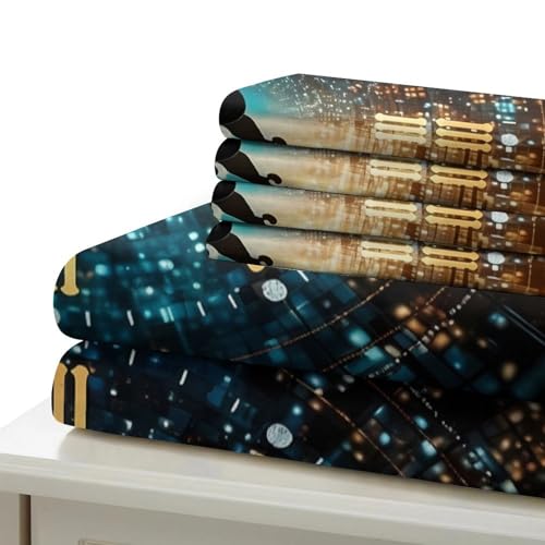 Housse de couette horloge numérique parure de lit microfibre 140x200cm 3D - 7