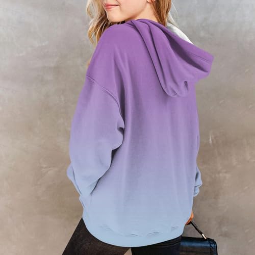 Hoodies for Teen Girls Cute Trendy Preppy Hooded Pocket Sweatshirts Long Sleeve Gradient Shirts Pullover 2-14 Years2