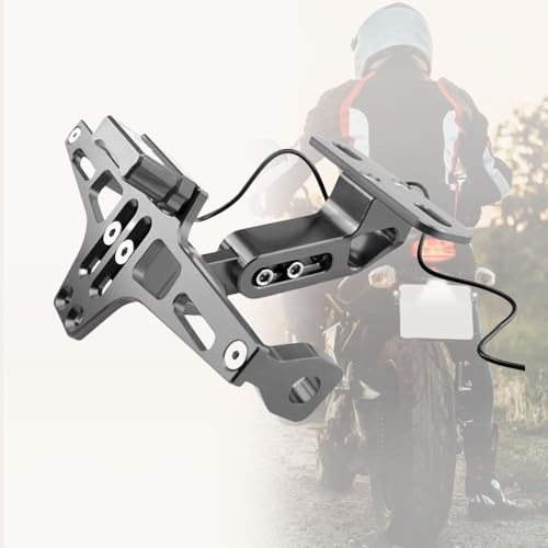 SUMRED Einstellbare Motorrad Kennzeichen mit LED-Licht für Aprilia SR GT 125 und 200 Lizenz Kennzeichen Halter Nummernschildhalterung Kennzeichenhalterung,7