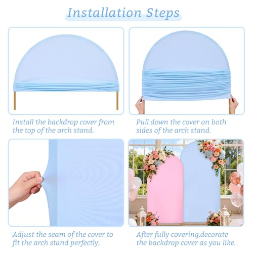 Image of Arch Backdrop Cover Set of 2(6ft /7.2ft) Double Color Wedding Arch Cover Spandex Fitted Arch Covers,Round Top Arch Backdrop Cover for Baby Shower Gender Reveal Boy or Girl Decoration (Pink&Purple)