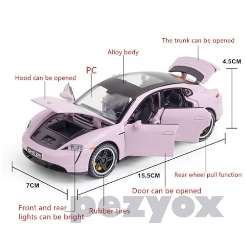 Image of Porsche Taycan 1:32 Scale Exclusive Alloy Metal Pull Back Die-cast Car Model with Sound Light Mini Auto Toy for Kids (Red)