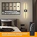 Morauroral Battery Operated Wall Sconces Set of 2, Dimmable 3 Color Battery Wall Sconce with Remote, Black Gold LED Rechargeable Sconces, 24 Inch Modern Wireless Wall Lights for Bedroom, Living Room