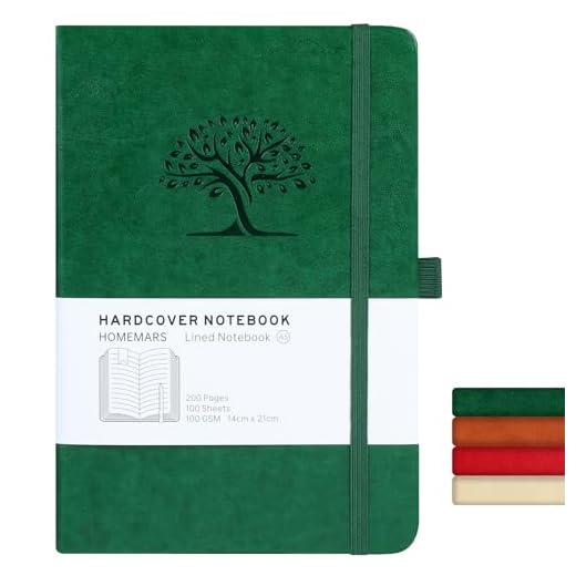 HOMEMARS Carnets et Journaux, Cahier, Carnet de Notes, Journal, Cahier Ligné, Cahier A5, Notebook, 200 pages, 100 GSM, Motif Arbre en Gaufrage, Cuir Végétalien,14.5cm*21cm,Vert