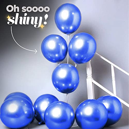 Image of ITAF 50 Pcs Blue Metallic Chrome Balloons with Shiny Surface For Birthdays /Anniversary /Engagement /Baby Shower /bachelorette Party Decorations