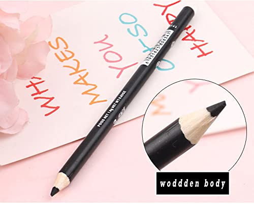 Black Eyeliner Pencil Set - 12 Pcs Smudge Proof Matte Waterproof Long Lasting Makeup Eye Liners #TOP4