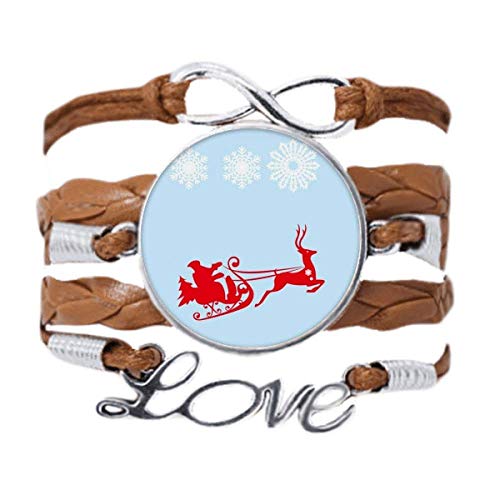 Flocon de neige bracelet cuir noir noël traîneau pour vos tenues de fête
