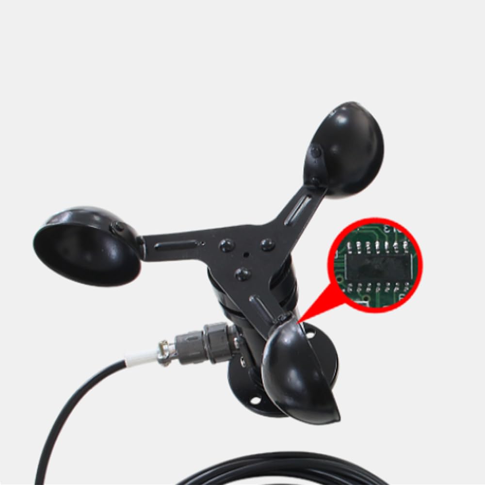 Windmesser，Windgeschwindigkeitsmessgerät，intelligentes Alarm-Anemometer，3 Lüfterblätter，hochpräziser intelligenter Windgeschwindigkeitsmesser，Windgeschwindigkeitsmesser DC12-24V (10MM)