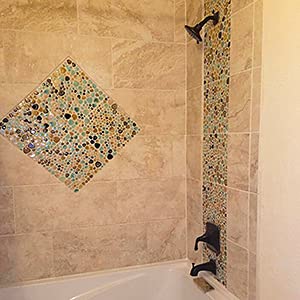Blujellyfish Pebble Porcelain Tile Fambe Turquoise Green Beige Shower Floor Pool Alley Tiles Mosaic Tstgpt005 (5 Square Feet) #TOP6