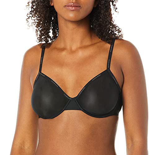 Calvin Klein Sheer Marquisette Demi Unlined Bra Black 34C