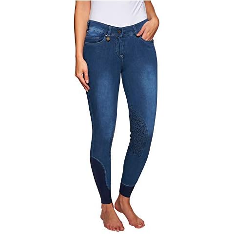 Derby House Pro Denim Gel Knee Patch Womens Riding Breeches 30 inch Navy Cover