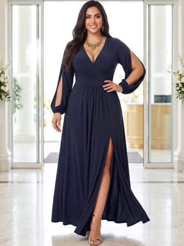 Image of KOH KOH Womens Long Sleeve Sexy Slit Photoshoot Evening Fall Maxi Dress