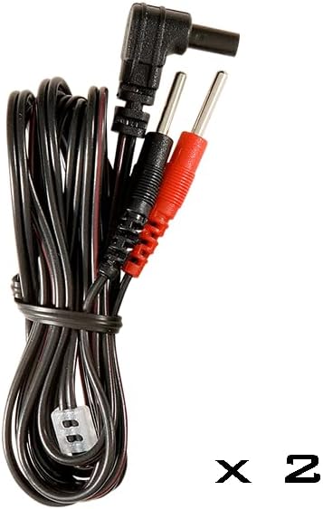 Two electrode cables with 2mm pin connectors for connecting to electrode pads.