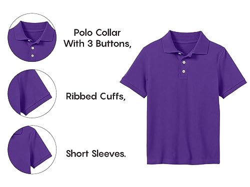 Image of Galaxy by Harvic Polo Shirt for Boys - 5 Pack School Uniform for Boys, Tagless Cotton Blend - Soft Comfortable Everyday Wear
